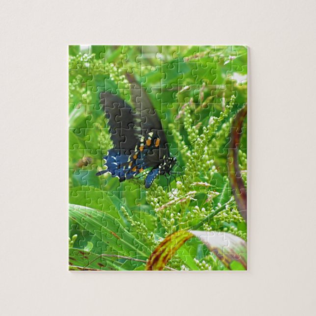 Puzzle Papillon bleu noir et orange (Vertical)