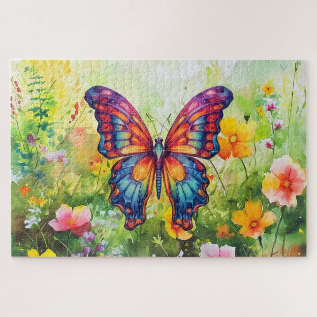 Puzzle Papillon Bleu Orange ailes (Horizontal)