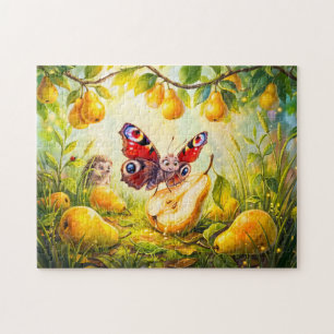 Puzzle Papillon buvant du jus de poire tandis que le héri