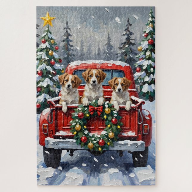 Puzzle Papillon camion rouge de Noël (Vertical)