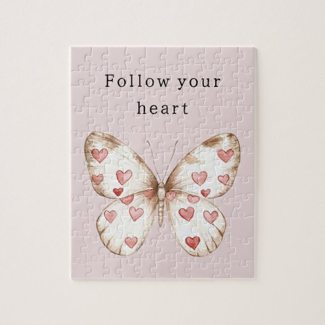 Puzzle Papillon des Coeurs roses (Vertical)