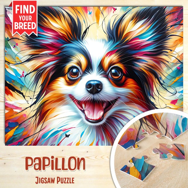 Puzzle Papillon Dog Portrait Acrylique Art Imprimer Amour (Créateur téléchargé)
