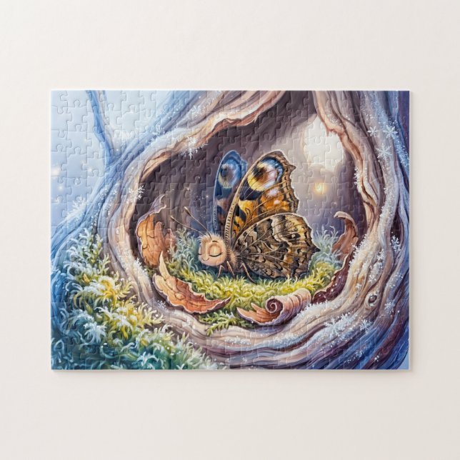 Puzzle Papillon dormant dans le creux d'un arbre pendant  (Horizontal)