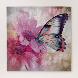 Puzzle Papillon Dreamy aux fleurs roses