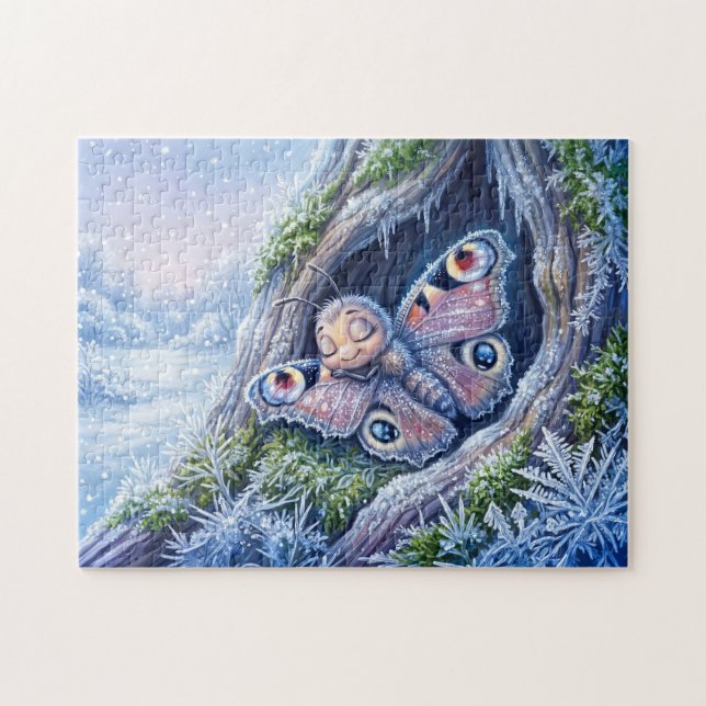 Puzzle Papillon en dormance hivernale recouvert de crista (Horizontal)