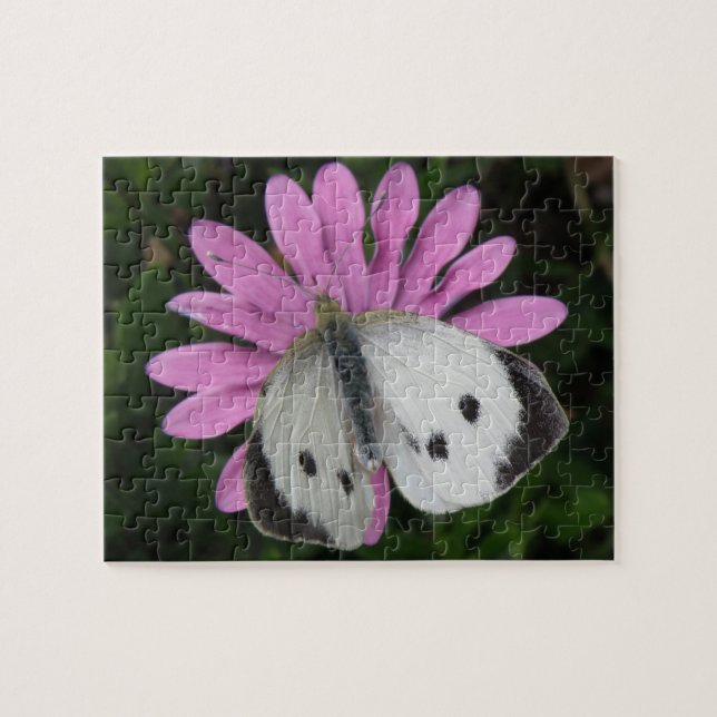 Puzzle Papillon et Fleurs roses (Horizontal)