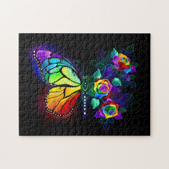 Puzzle Papillon fleur arc-en-ciel (Horizontal)