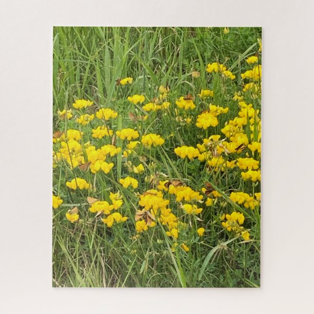 Puzzle Papillon floraison fleur sauvage jaune nature (Vertical)