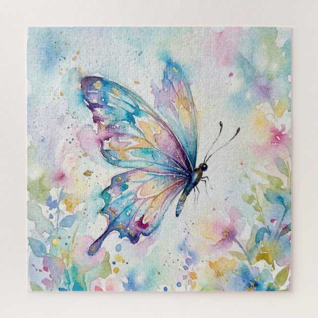 Puzzle Papillon Floral Aquarelle Coloré (Vertical)