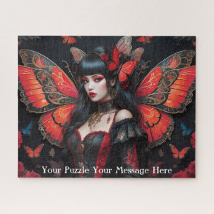 Puzzle papillon gothique rouge fille