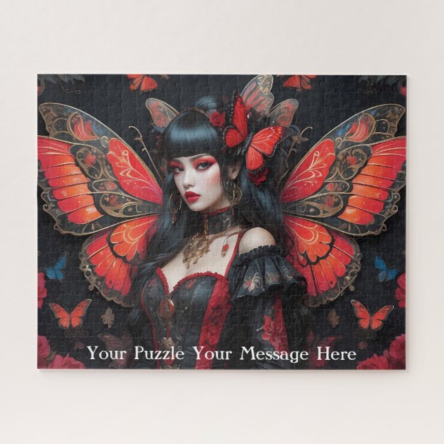 Puzzle papillon gothique rouge fille (Horizontal)
