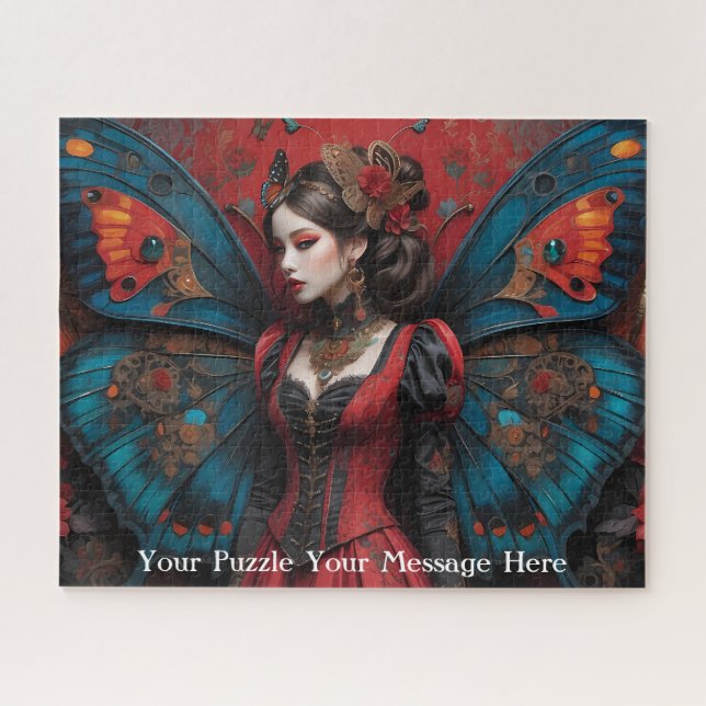 Puzzle papillon gothique rouge fille (Horizontal)