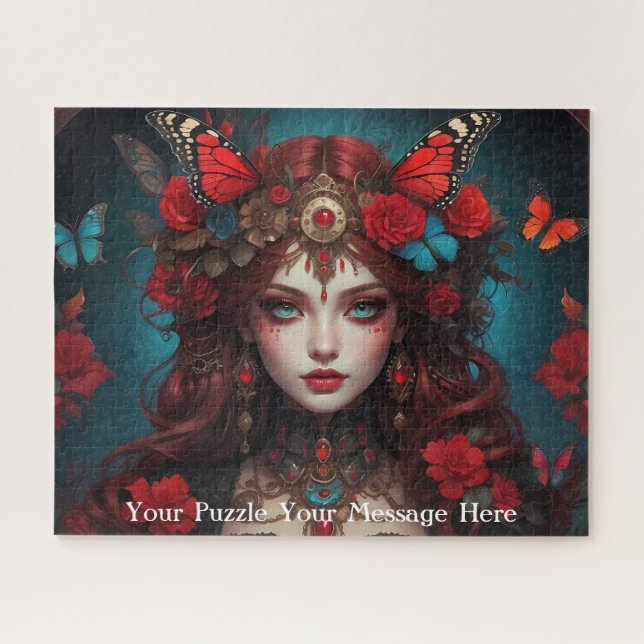 Puzzle papillon gothique rouge fille (Horizontal)