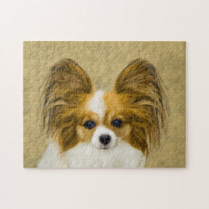 Puzzle Papillon (Hound Tri) Peinture - Art Chien original
