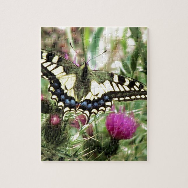 Puzzle Papillon jaune pâle et bleu (Vertical)