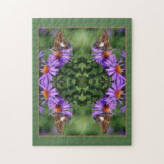 Puzzle Papillon Lady Peint Sur Aster Flower Abstrait