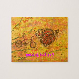 Puzzle papillon monarque et art du vélo