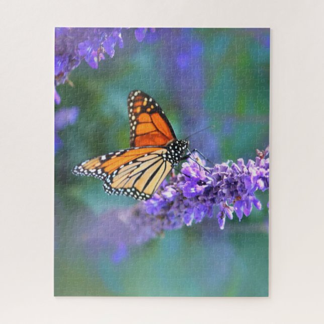 Puzzle Papillon Monarque sur Fleur violette lilas (Vertical)