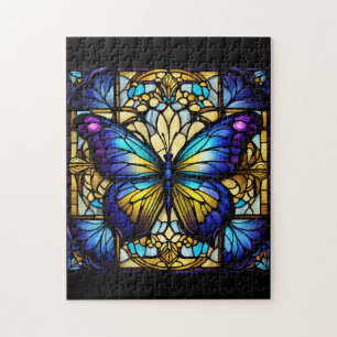 Puzzle Papillon pourpre en verre tendu