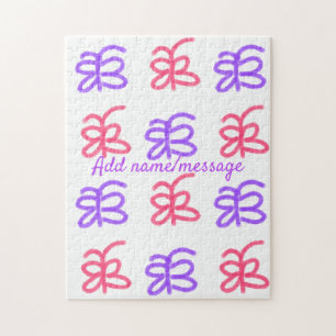 Puzzle Papillon rose violet motif de gribouillage ajouter