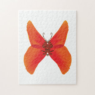 Puzzle Papillon rouge orange avec votre nom