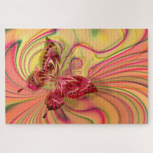 puzzle papillon rouge pêche