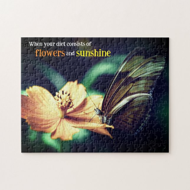 Puzzle Papillon se nourrissant de fleurs (Horizontal)