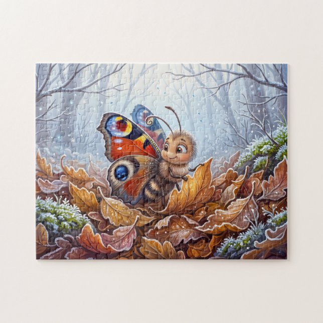 Puzzle Papillon se reposant dans les feuilles d'automne a (Horizontal)