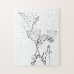 Puzzle - Papillon sur Fleurs