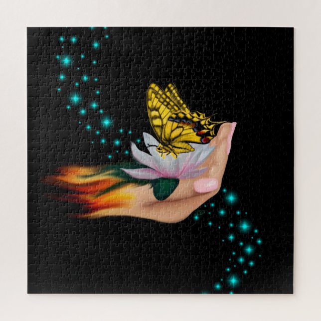 Puzzle Papillon sur Lotus Bloom (Vertical)