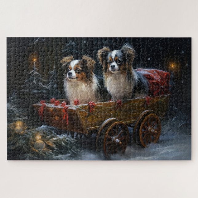 Puzzle Papillon Traîneau enneigé Décoration de Noël  (Horizontal)