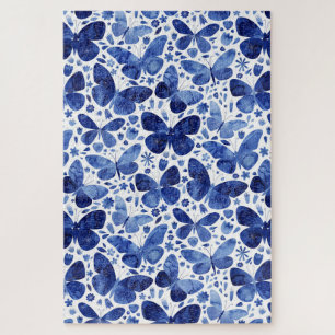Puzzle Papillons Aquarelle Bleu