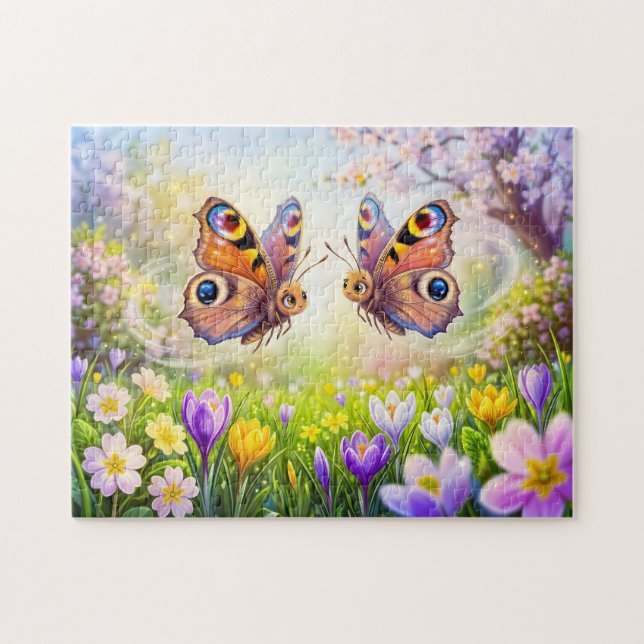 Puzzle Papillons au-dessus d'un pré printanier en fleurs (Horizontal)