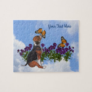 Puzzle Papillons beagles Fleurs de chiot Personnalisé