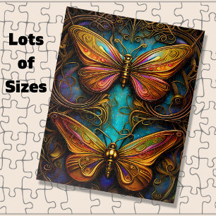 Puzzle Papillons de bronze sur Aqua Blue