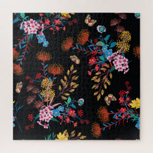 Puzzle Papillons de jardin fleuris Style Liberty