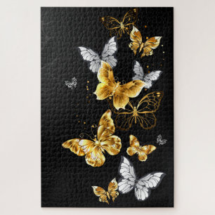 Puzzle Papillons d'or et de blanc