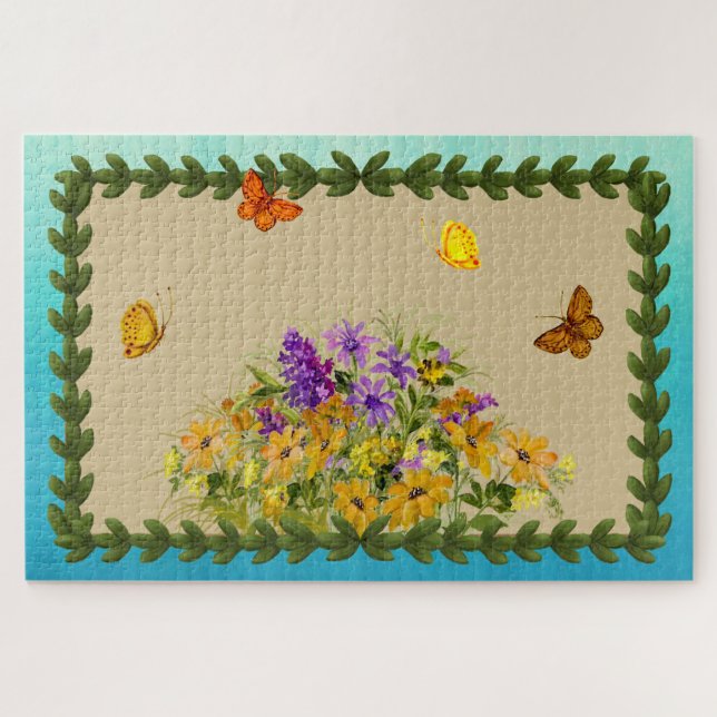 Puzzle Papillons et fleurs (Horizontal)