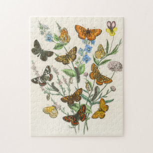Puzzle Papillons et fleurs Illustration Vintage 1