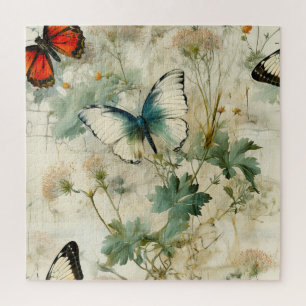 Puzzle Papillons et fleurs Vintages colorés (2)