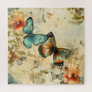 Puzzle Papillons et fleurs Vintages colorés (8)