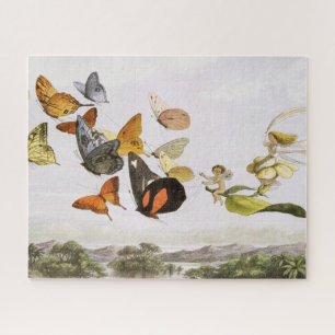 Puzzle Papillons vintages & Fée Vieux art d'illustration