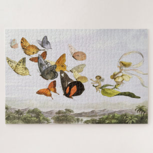 Puzzle Papillons vintages & Fée Vieux art d'illustration