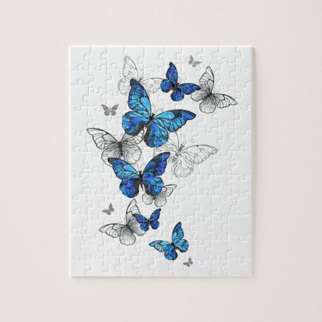 Puzzle Papillons volants bleus Morpho (Vertical)
