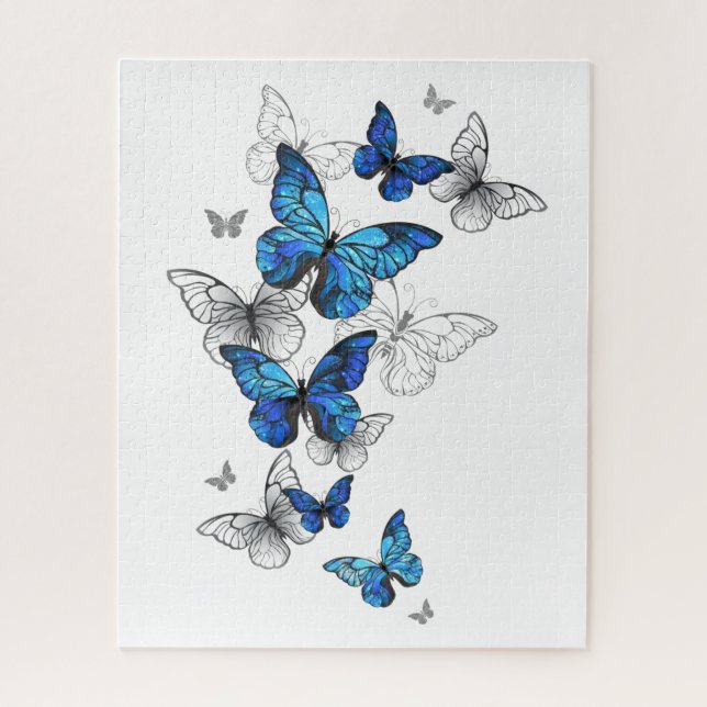 Puzzle Papillons volants bleus Morpho (Vertical)