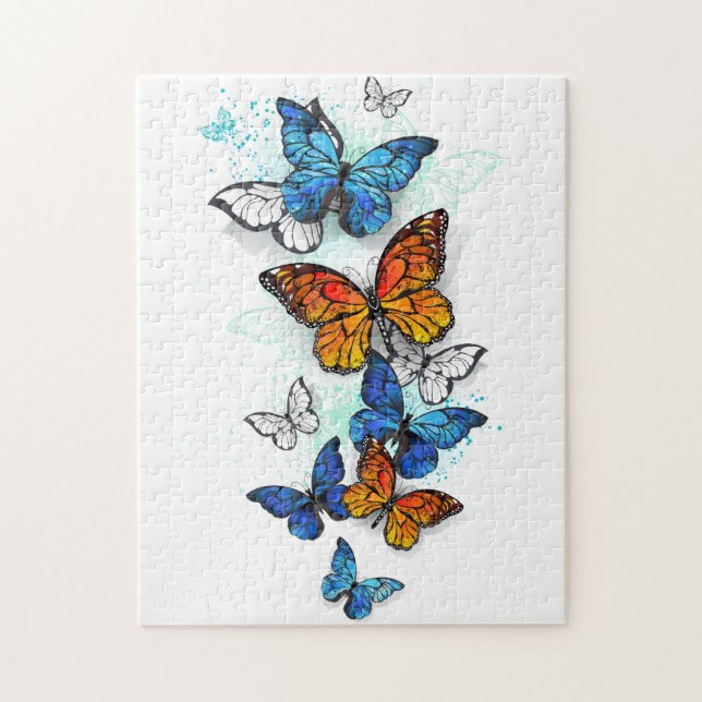 Puzzle Papillons volants Morpho et Monarch (Vertical)