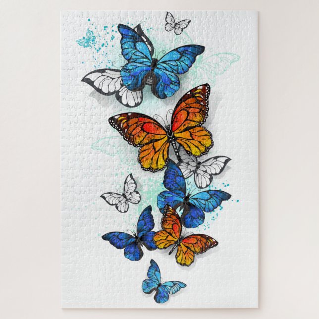 Puzzle Papillons volants Morpho et Monarch (Vertical)