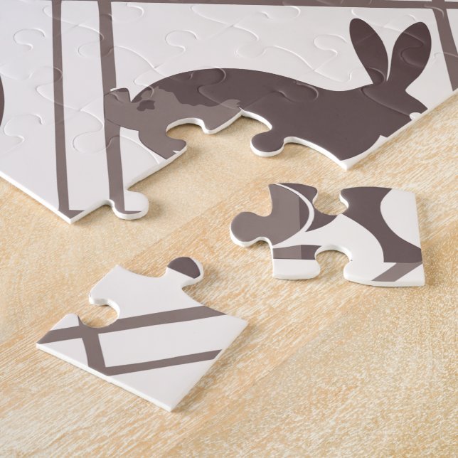 Puzzle Pâques carreaux marron   (Côté)