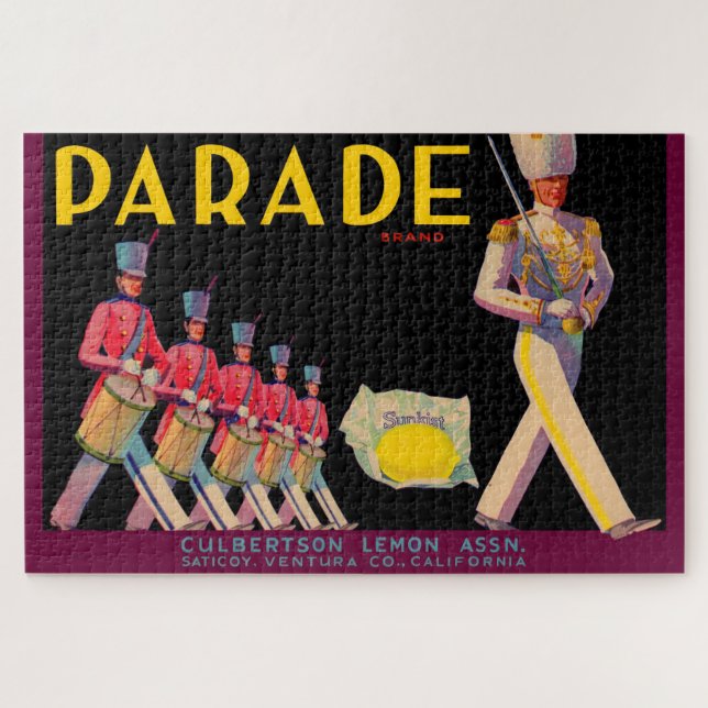 Puzzle Parade citron crate imprimé étiquette des années 1 (Horizontal)