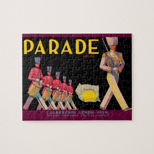 Puzzle Parade citron crate imprimé étiquette des années 1 (Horizontal)